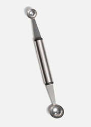 Parisien doble de acero inoxidable plata profesional de dos medidas para frutas y repostería 2 y 3 cm — imagen de producto