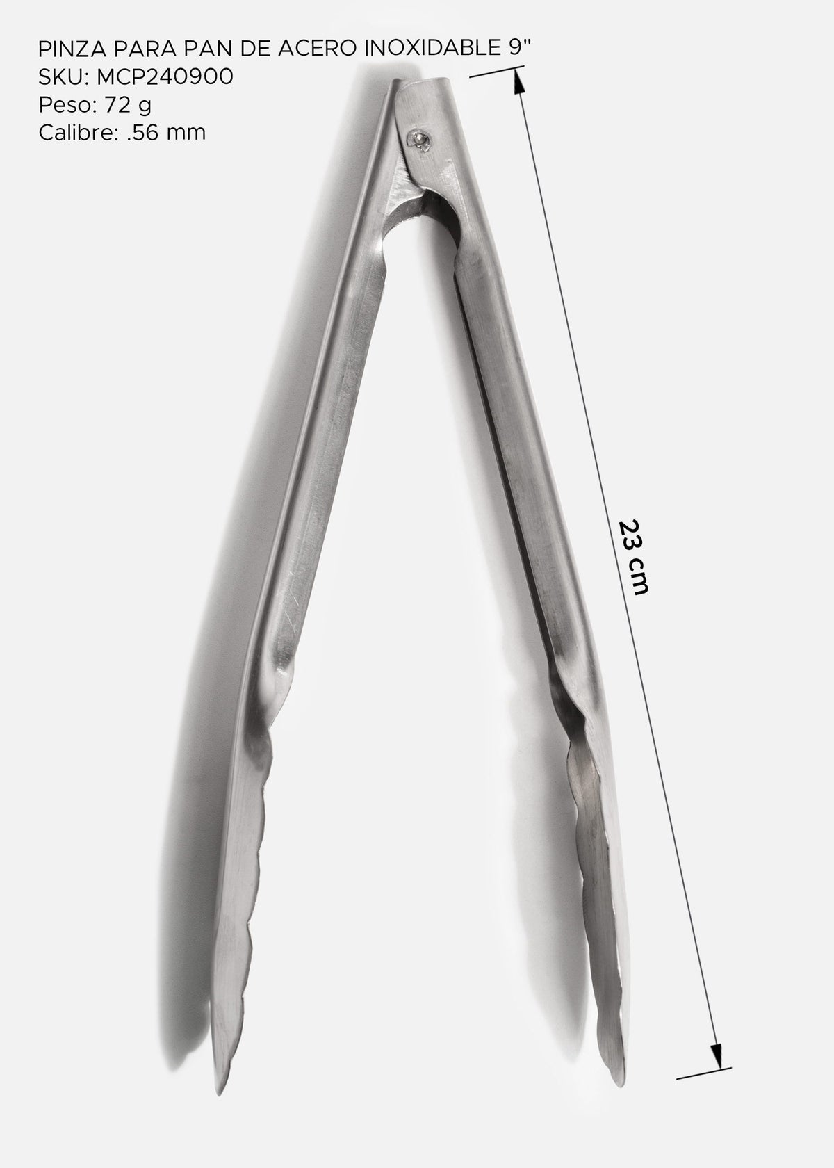 Pinzas para pan de acero inoxidable plata servicio profesional para buffet y cocina 9" — imagen de producto