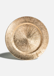 Plato base de plástico dorado con rallas Glam 33 cm — imagen de producto