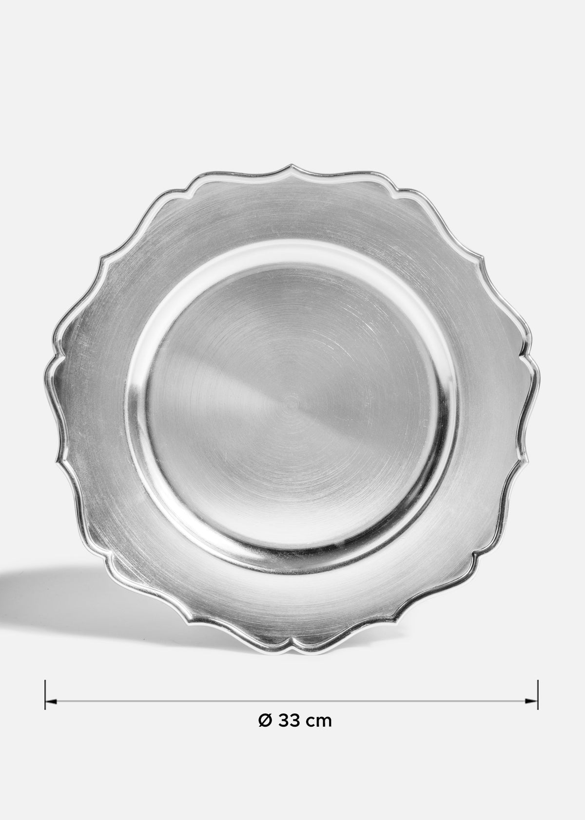 Plato base de plástico plata Romana 33 cm — imagen de producto