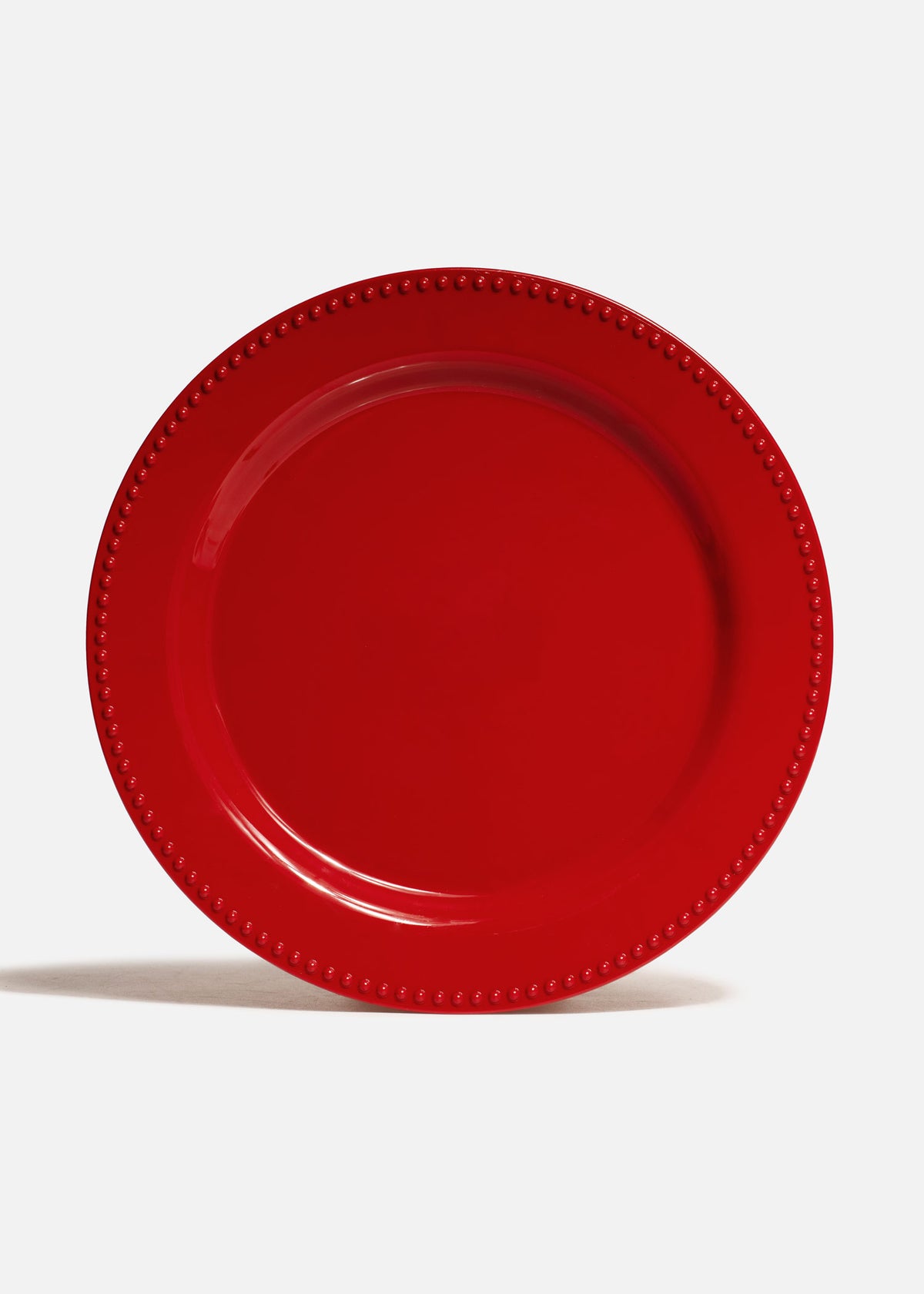 Plato base de plástico rojo con borde de bolitas para eventos y decoración de mesa Monet Ø 32 cm — imagen de producto