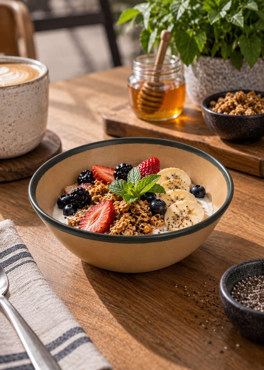 Plato hondo de melamina café Beluga 500 ml, Ø 18 cm — imagen de producto