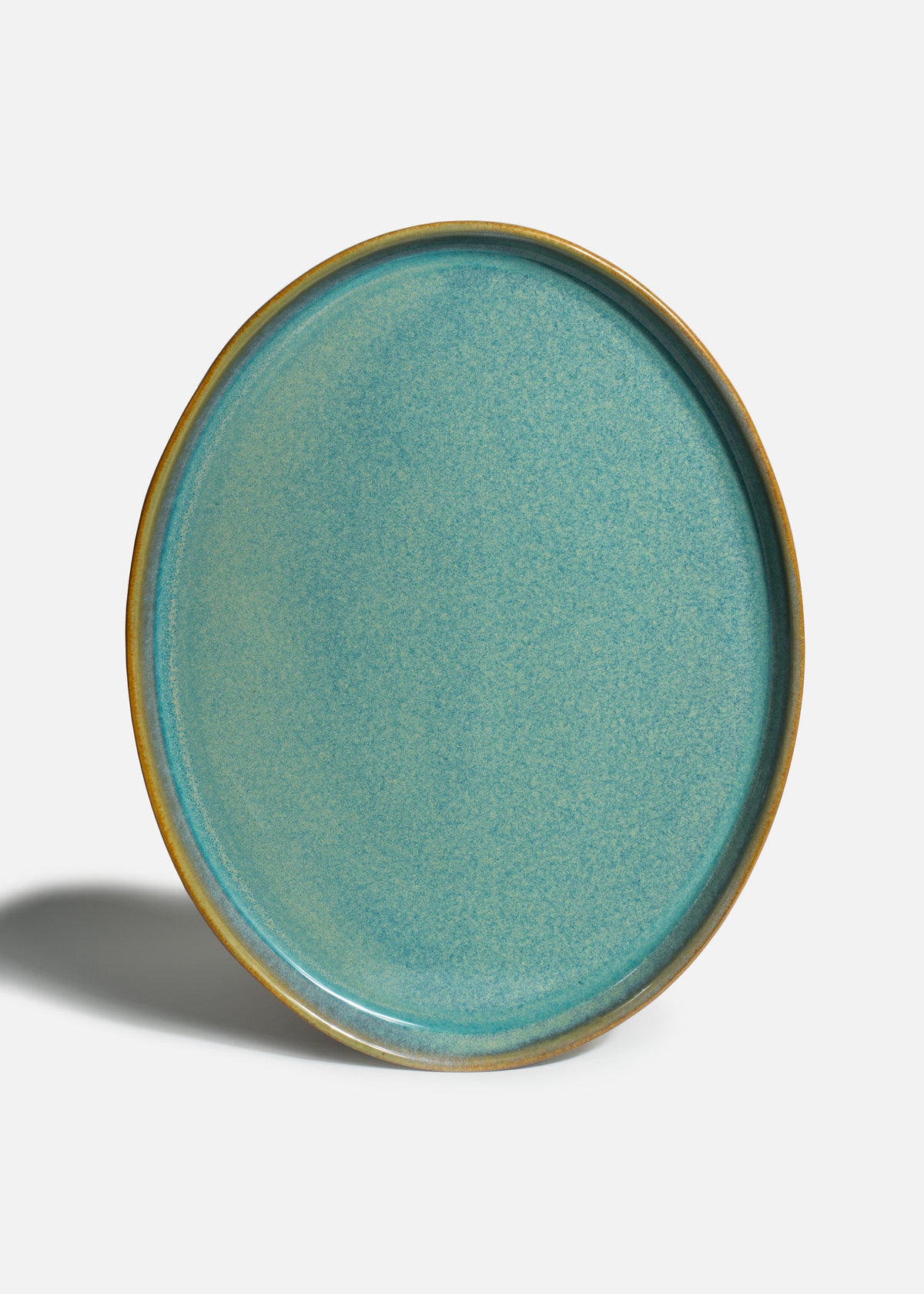 Plato ovalado de porcelana verde Caribe 34 cm — imagen de producto