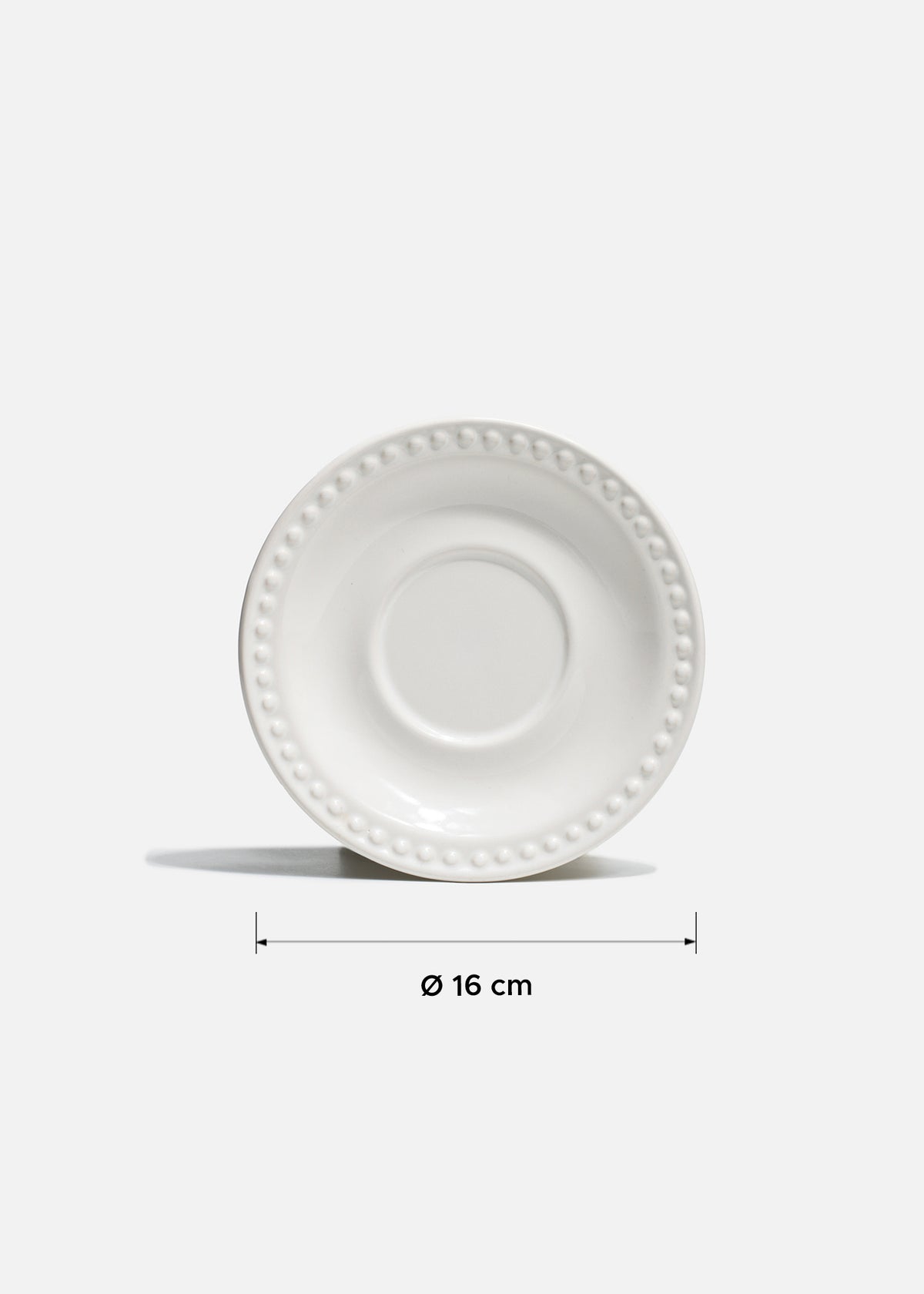 Plato taza Monet blanco con borde decorativo tipo perla