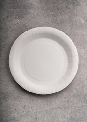 Plato trinche desechable blanco de papel redondo (No. 6) para comida completa y eventos Ø 27 cm — imagen de producto
