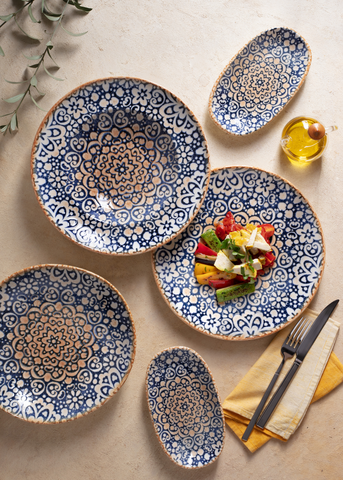 Platos trinche de porcelana azul y blanco Bursa — imagen de producto, vista 11