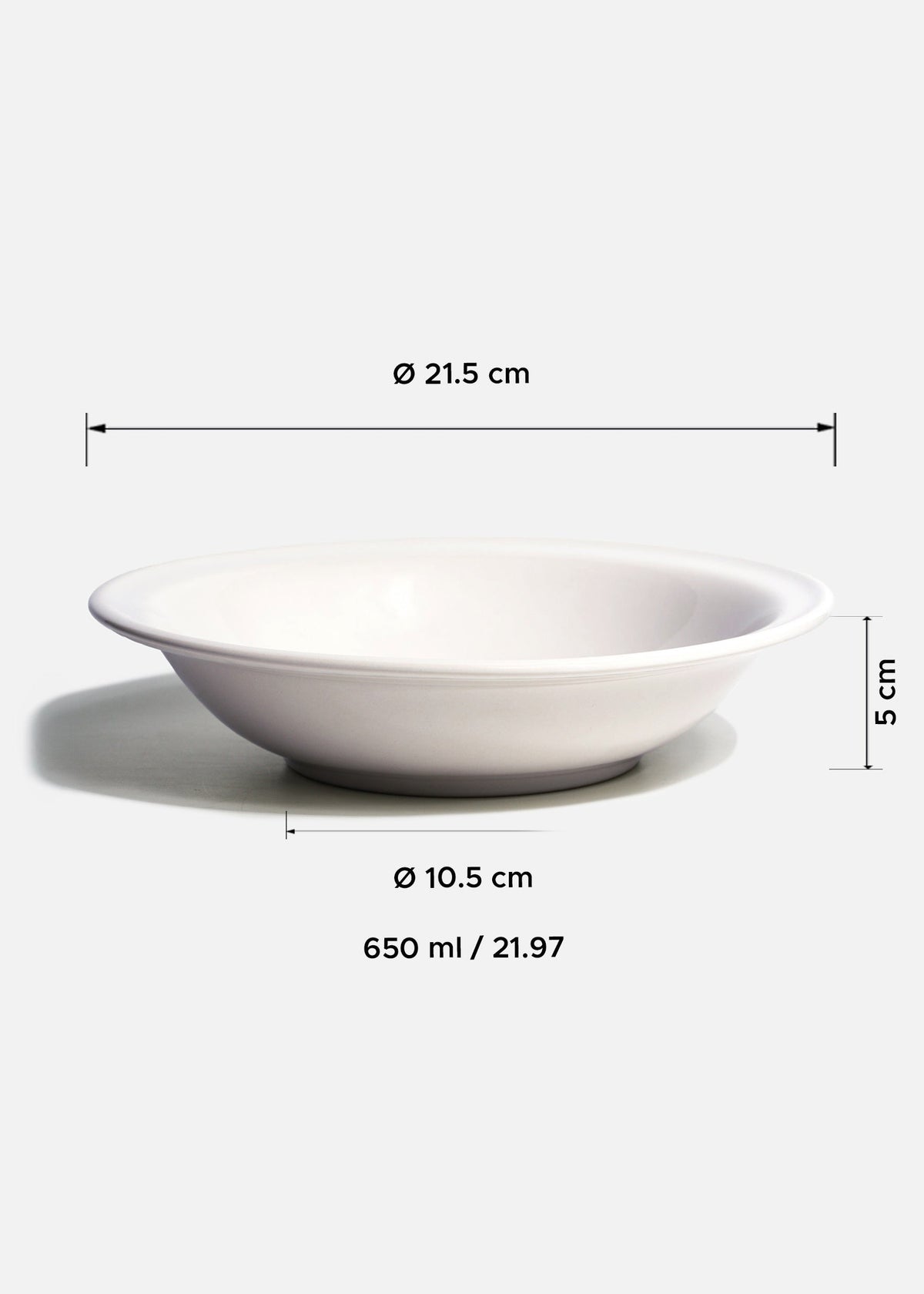 Plato hondo de cerámica blanco Madrid Ø 21 cm, 650 ml — imagen de producto