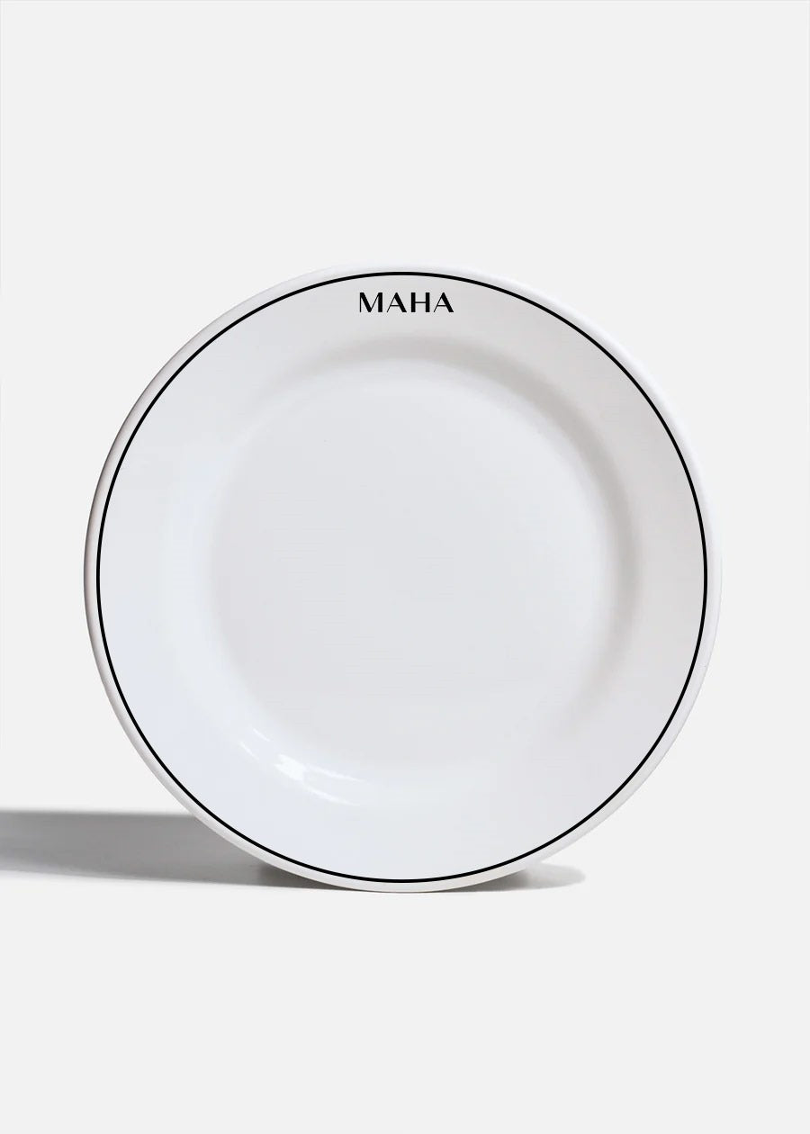 Platos de porcelana blanco Glacial + personalizado con logo doble — imagen de producto