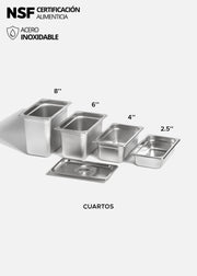 Inserto cuarto de acero inoxidable quirúrgico NSF profundidad 2.5", 4", 6" y 8". Premium — imagen de producto