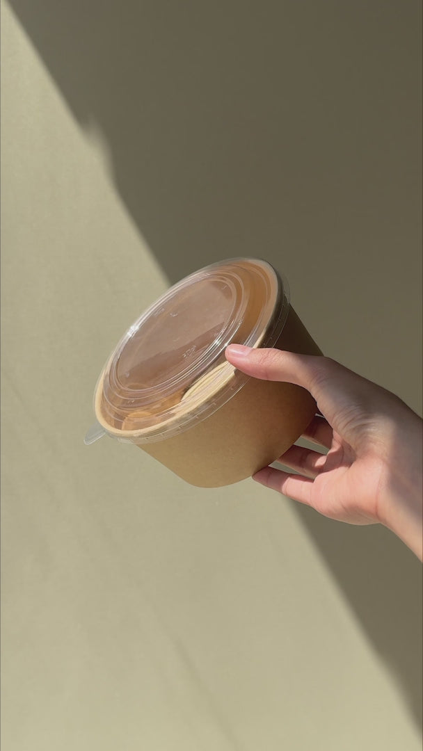 Cargar vídeo: Video del borde, paredes y base del contenedor kraft para alimentos