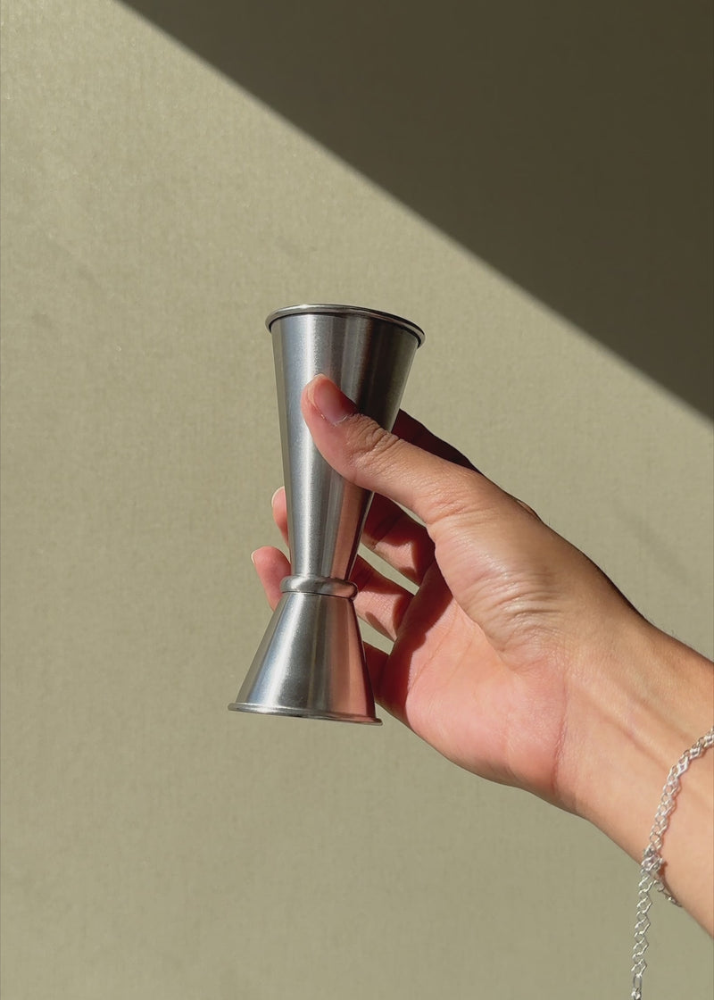 Jigger tipo japones de acero inoxidable satinado plata 30/60 ml