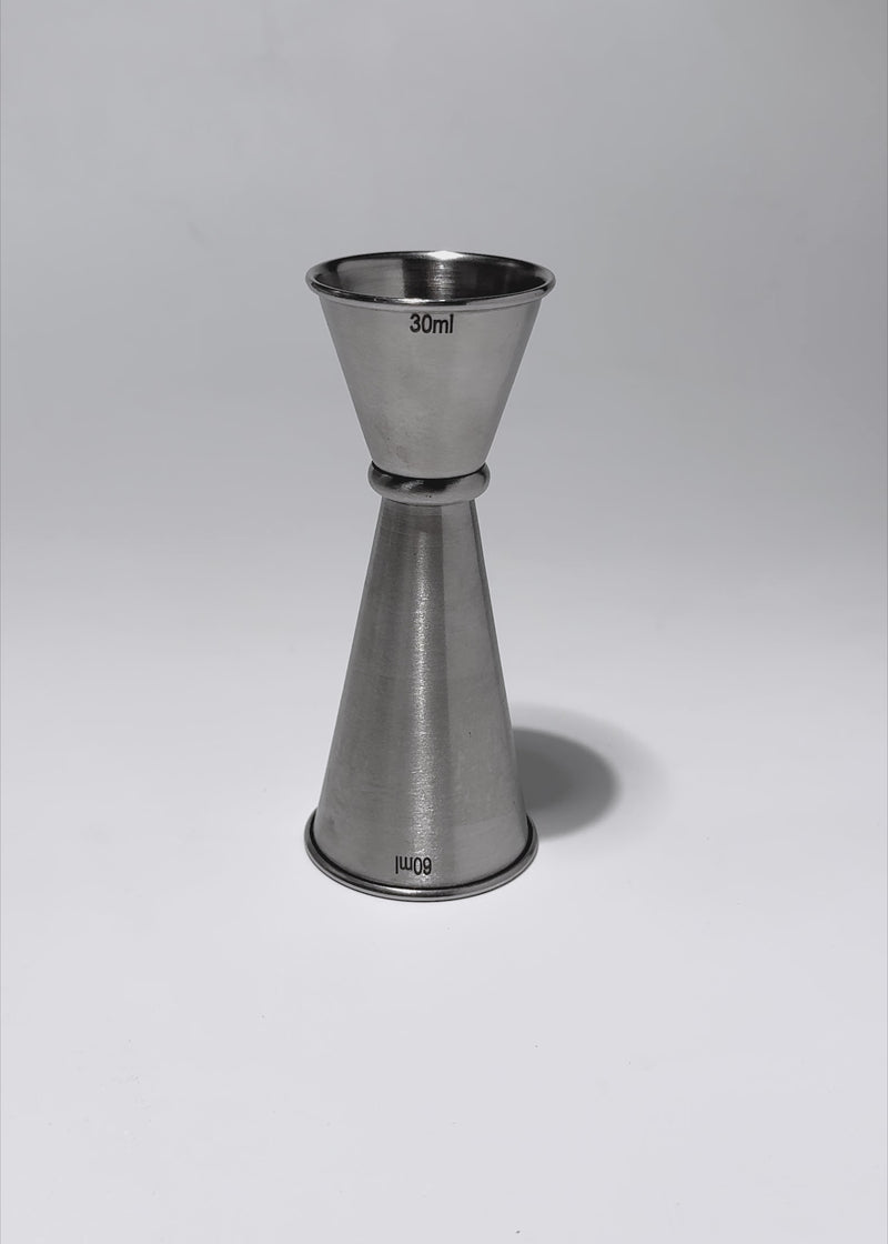 Jigger tipo japones de acero inoxidable satinado plata 30/60 ml