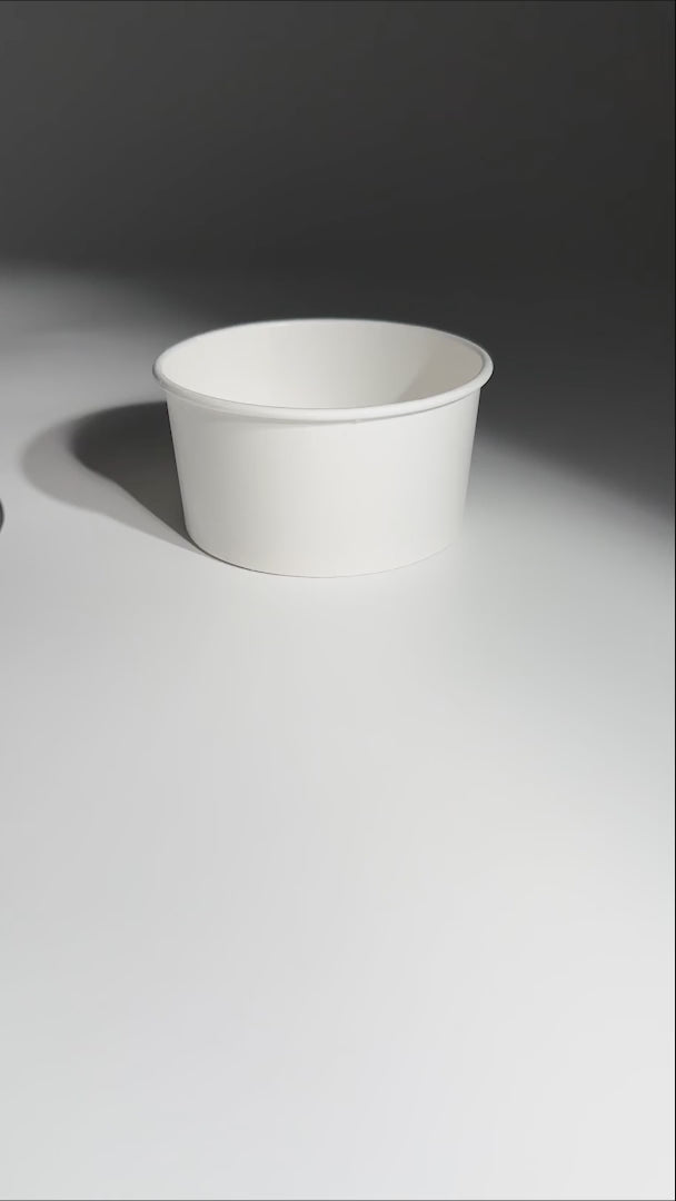 Cargar vídeo: Contenedores para comida de papel blanco personalizable Carte Blanc 16, 10, 8 y 6 oz. Premium — video de producto