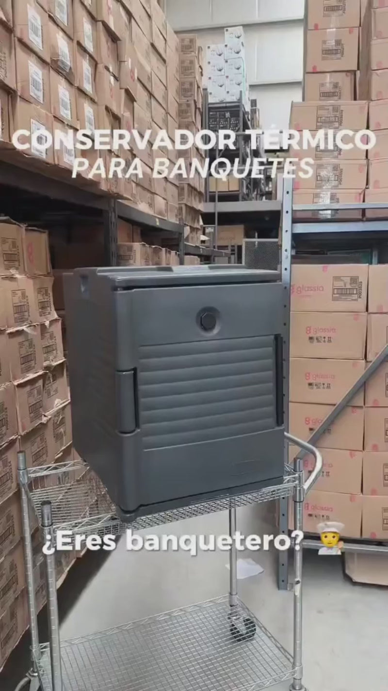 Conservador térmico para alimentos de polietileno de alta densidad y espuma de poliuretano gris — video de producto