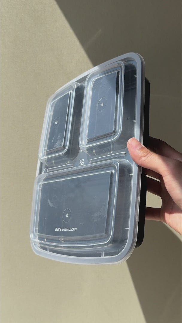 Cargar vídeo: Video del contenedor de alimentos MAHA de 3 compartimentos con tapa transparente