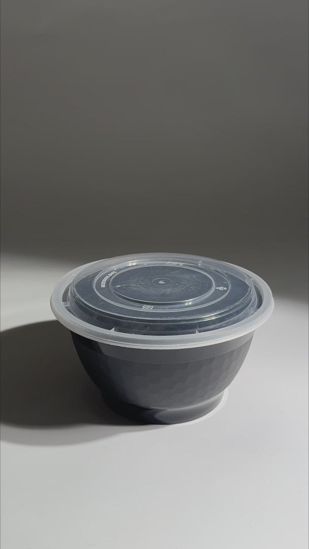 Cargar vídeo: Video del contenedor de alimentos MAHA bowl de 48 oz con tapa transparente