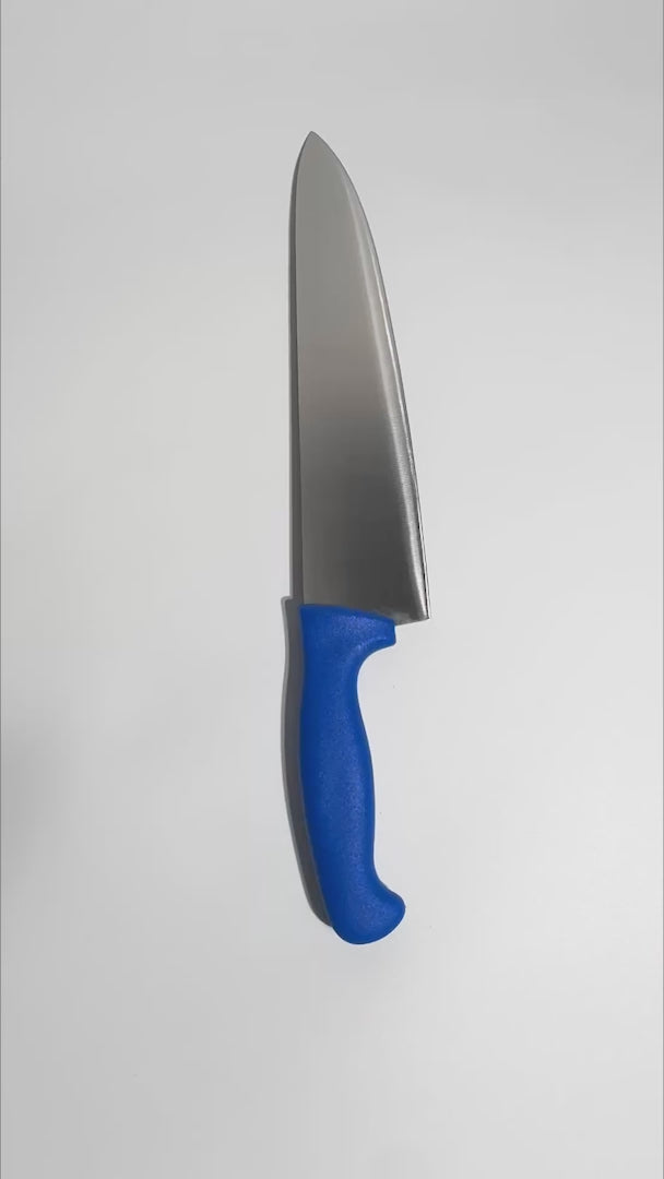 Cargar vídeo: Cuchillo de acero inoxidable para chef rojo, azul, blanco, negro, amarillo y verde Coltello 10". Premium — video de producto