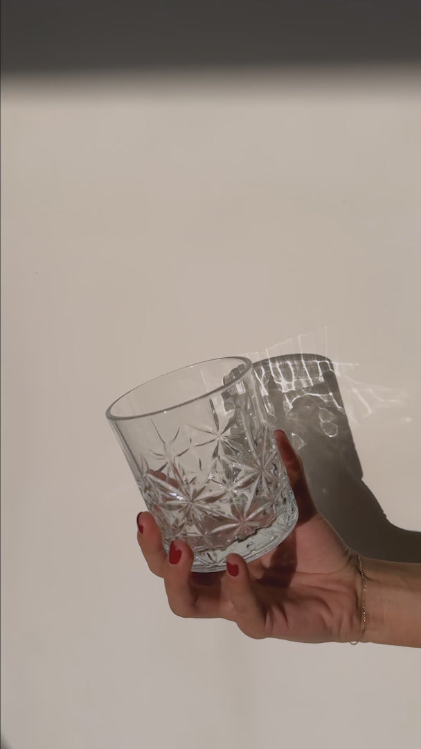 Cargar vídeo: Vaso de vidrio transparente Old Fashion Liam 350 ml — video de producto
