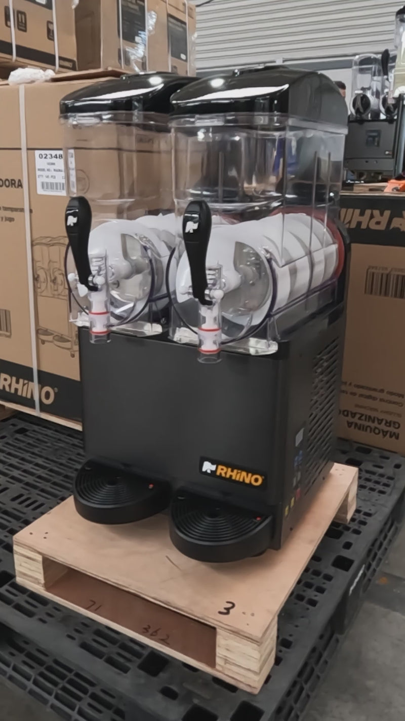 Máquina granizadora Rhino MAGRA-2T de 24 L, 2 depósitos de 12 L — video de producto