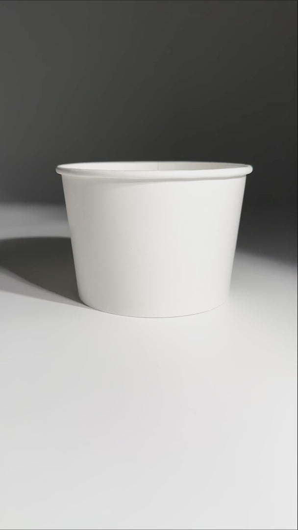 Cargar vídeo: Contenedores para comida de papel blanco para alimentos fríos y calientes 32 y 16 oz. Premium — video de producto