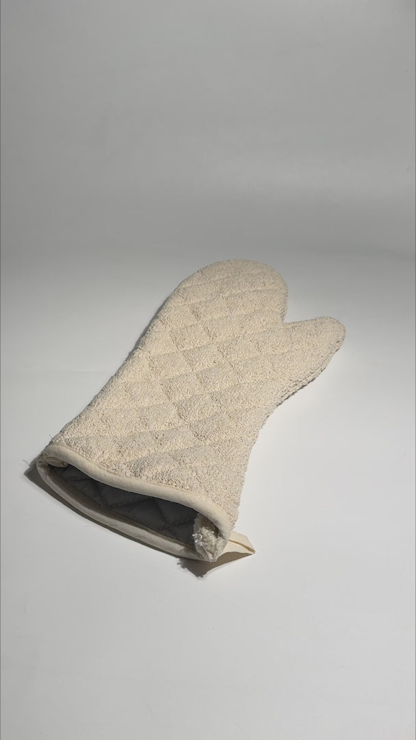 Cargar vídeo: Guantes de cocina profesional beige resistente a 300° C 16" — video de producto