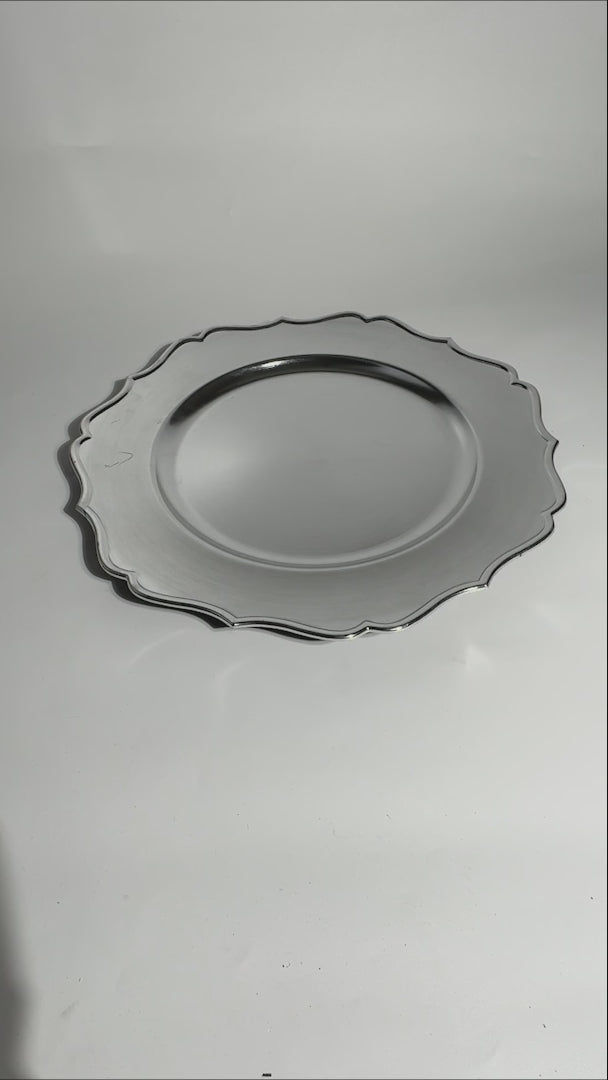 Cargar vídeo: Plato base de plástico plata Romana 33 cm — video de producto