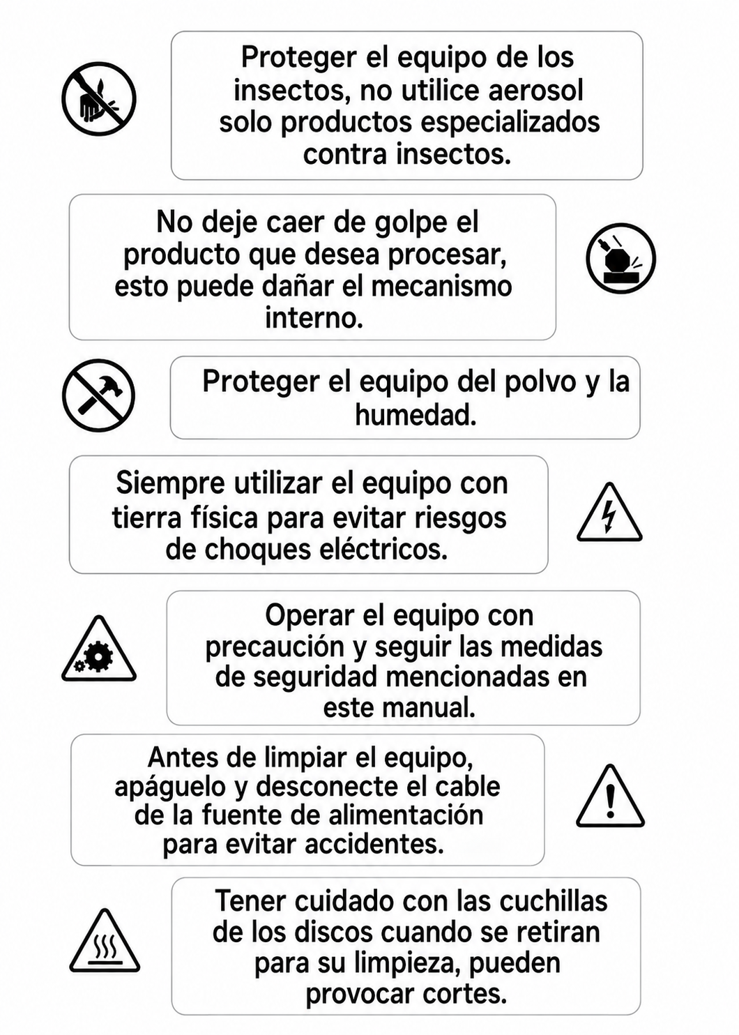 Procesador de alimentos industrial 550W 3/4 HP. Diámetro de disco 205 mm. Incluye 5 discos intercambiables para corte regula y corte rallado. Rhino PROAL-550 — imagen de producto