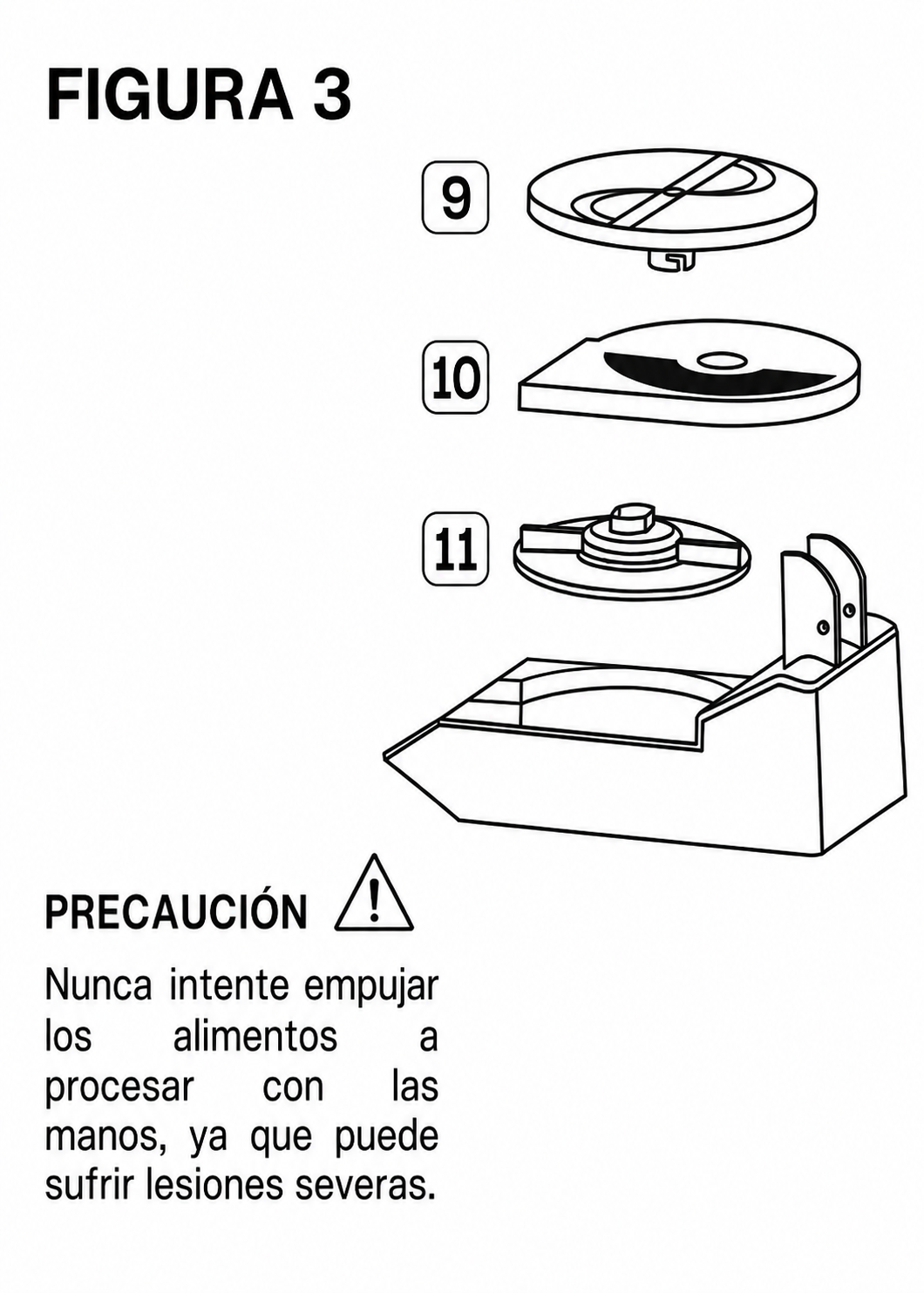 Procesador de alimentos industrial 550W 3/4 HP. Diámetro de disco 205 mm. Incluye 5 discos intercambiables para corte regula y corte rallado. Rhino PROAL-550 — imagen de producto