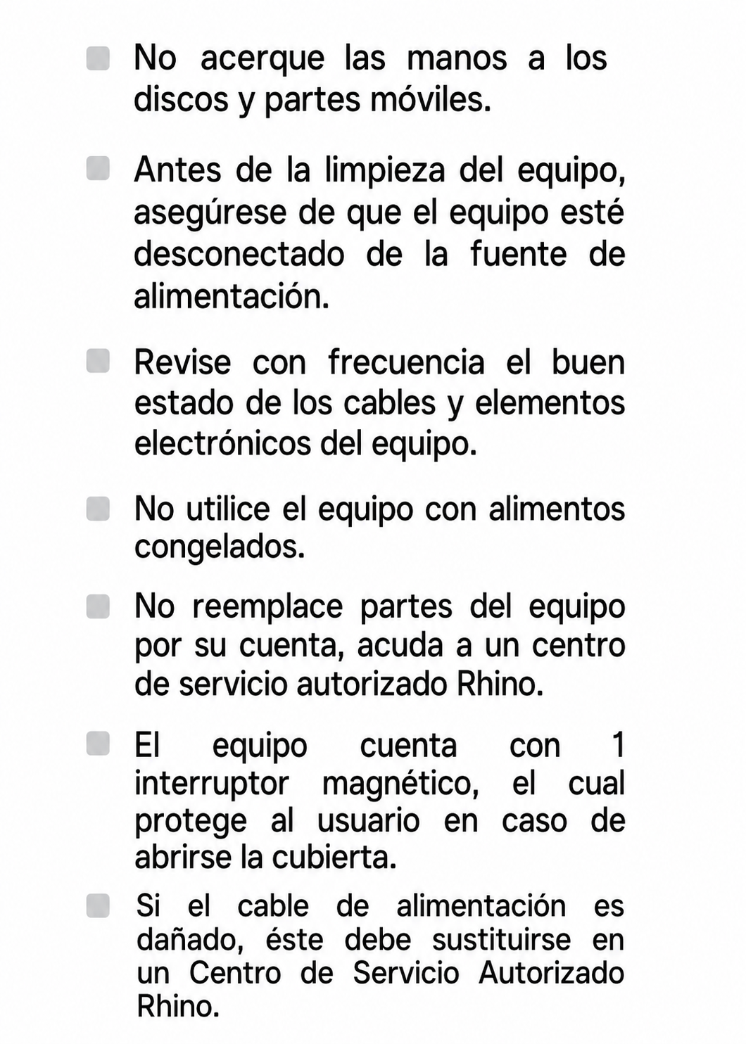 Procesador de alimentos industrial 550W 3/4 HP. Diámetro de disco 205 mm. Incluye 5 discos intercambiables para corte regula y corte rallado. Rhino PROAL-550 — imagen de producto