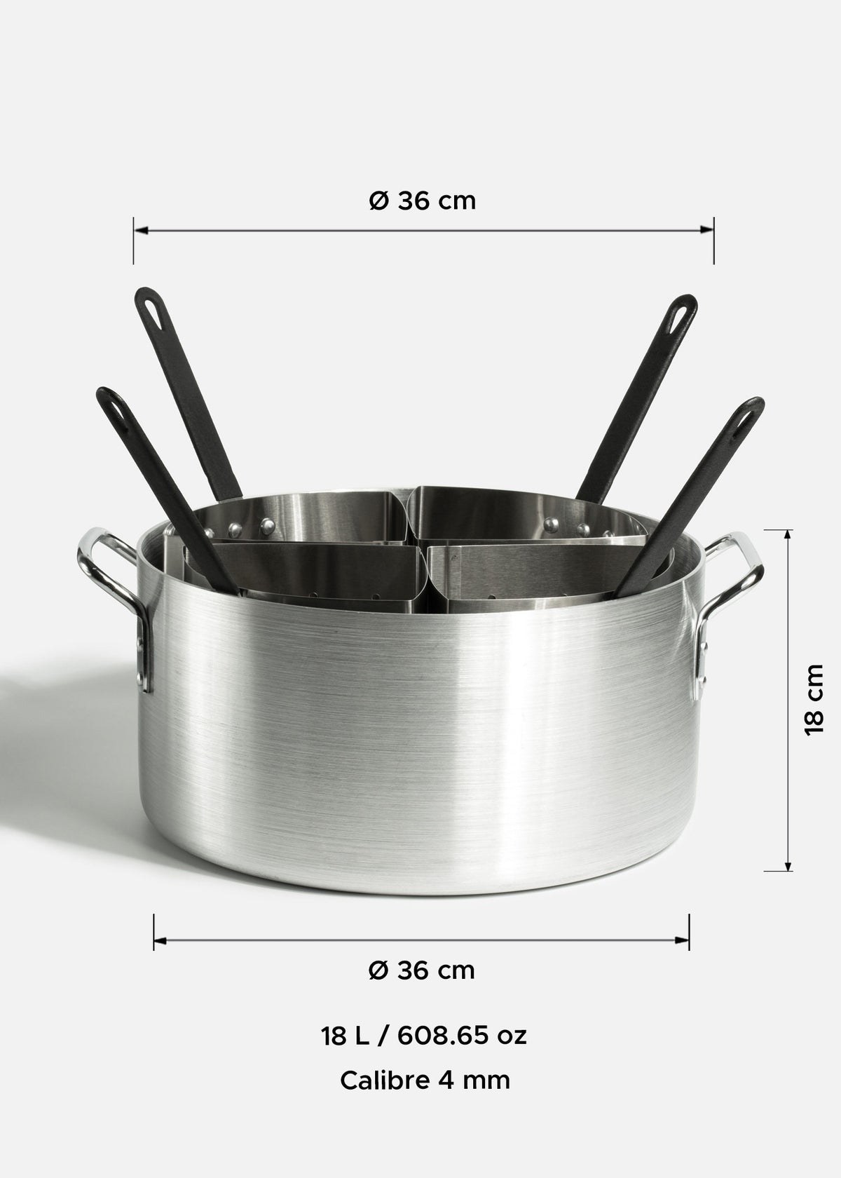 tamaño olla de aluminio maha