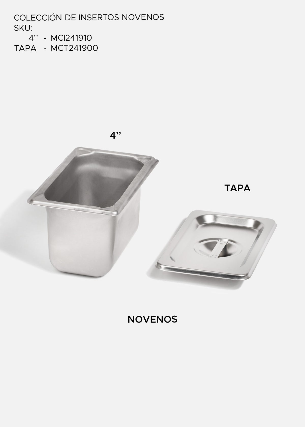Inserto noveno de acero inoxidable profundidad 4" — imagen de producto