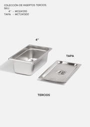 Inserto tercio de acero inoxidable profundidad 4" — imagen de producto