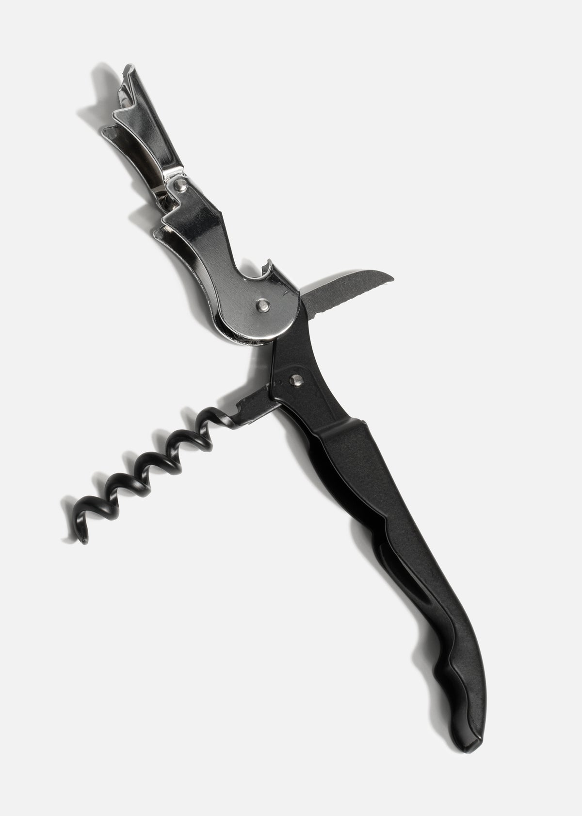 Sacacorchos y abrelatas manual de acero negro Twist 12 cm — imagen de producto