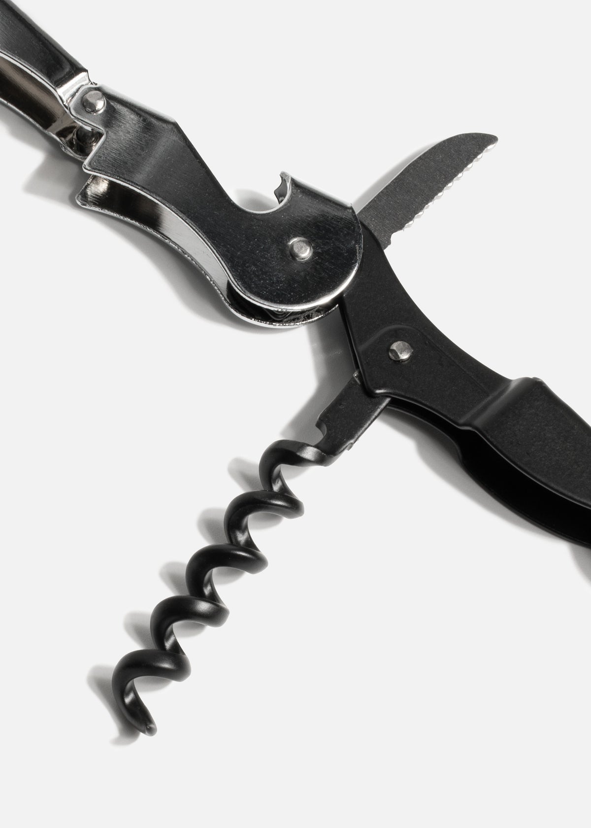 Sacacorchos y abrelatas manual de acero negro Twist 12 cm — imagen de producto