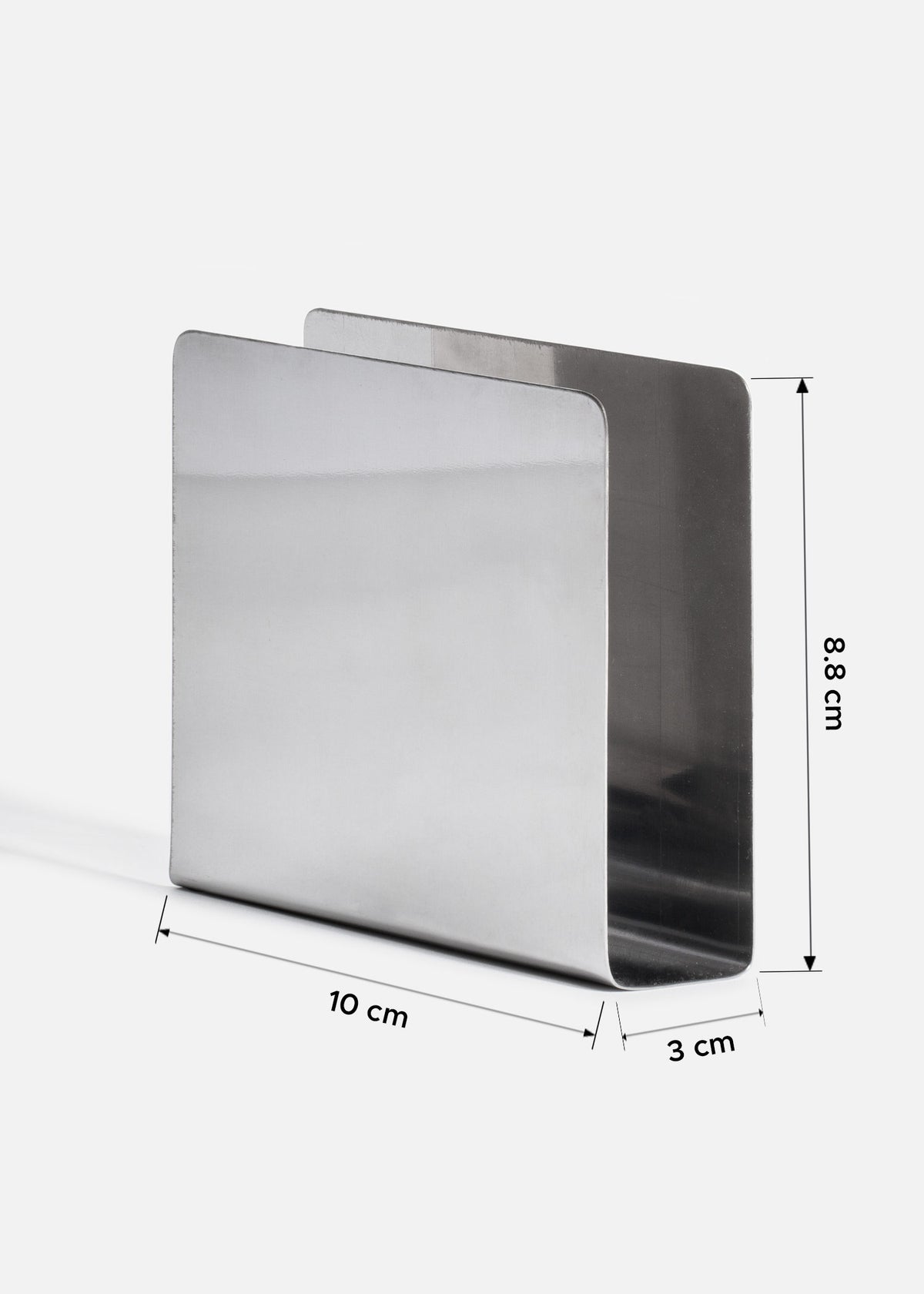 Servilletero cuadrado sin base de acero inoxidable plata 10x8.8x3 cm — imagen de producto