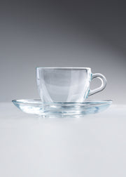 Set taza para café espresso con plato de vidrio transparente 85 ml — imagen de producto, vista 1