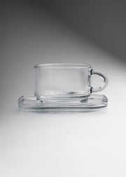 Taza para café de vidrio transparente con plato cuadrado Cozy 270 ml — imagen de producto