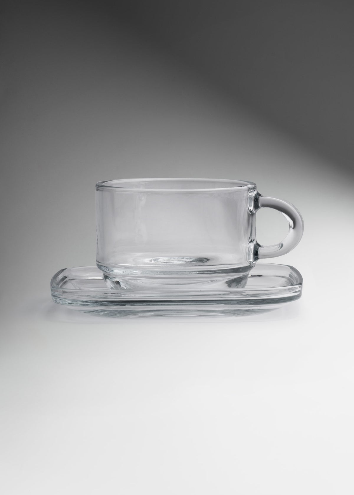 Taza para café de vidrio transparente con plato cuadrado Cozy 270 ml — imagen de producto
