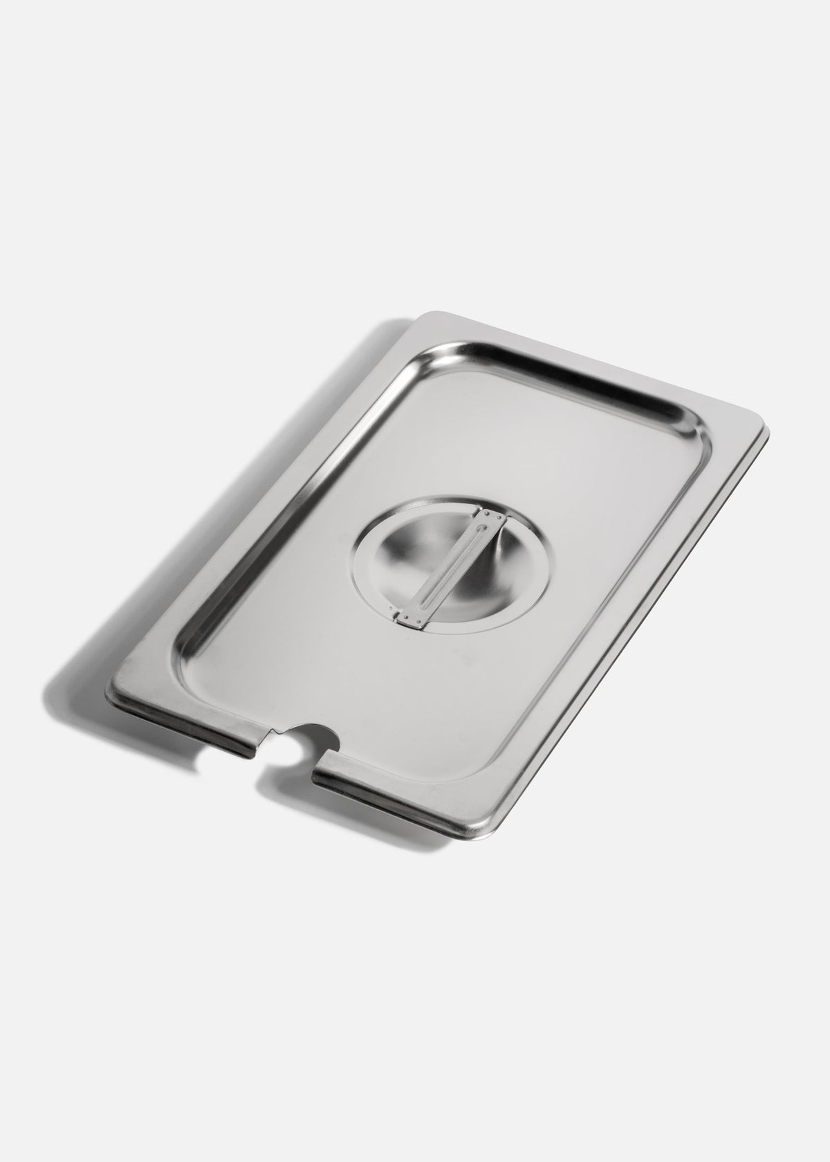 Tapa para inserto cuarto de acero inoxidable plata ranurado para cucharon — imagen de producto