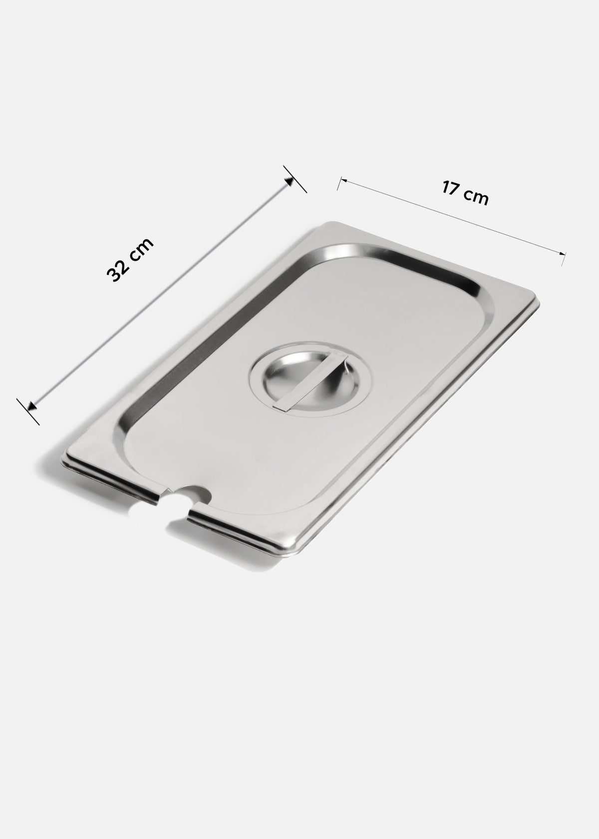 Tapa inserto tercio de acero inoxidable NSF plata ranurado para cucharon — imagen de producto