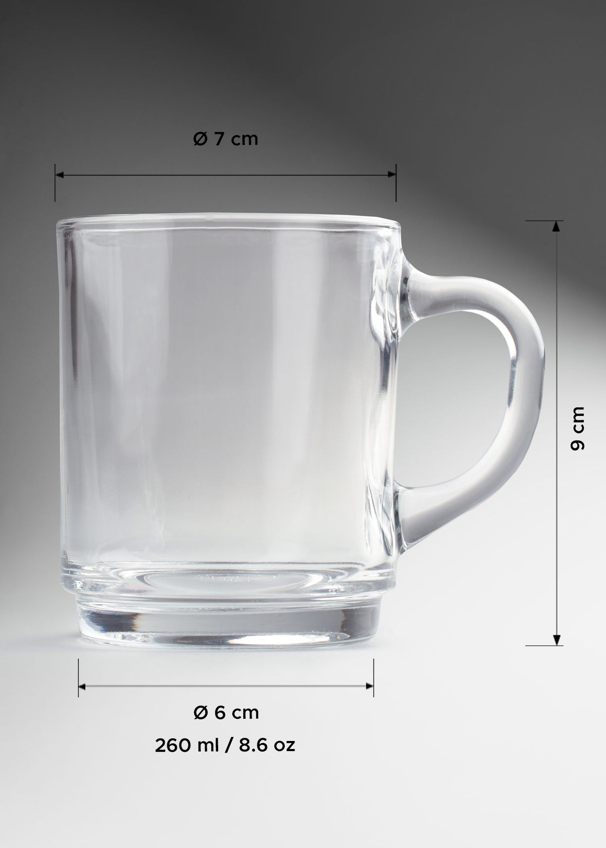 Taza para café de vidrio templado transparente Versalles 260 ml — imagen de producto