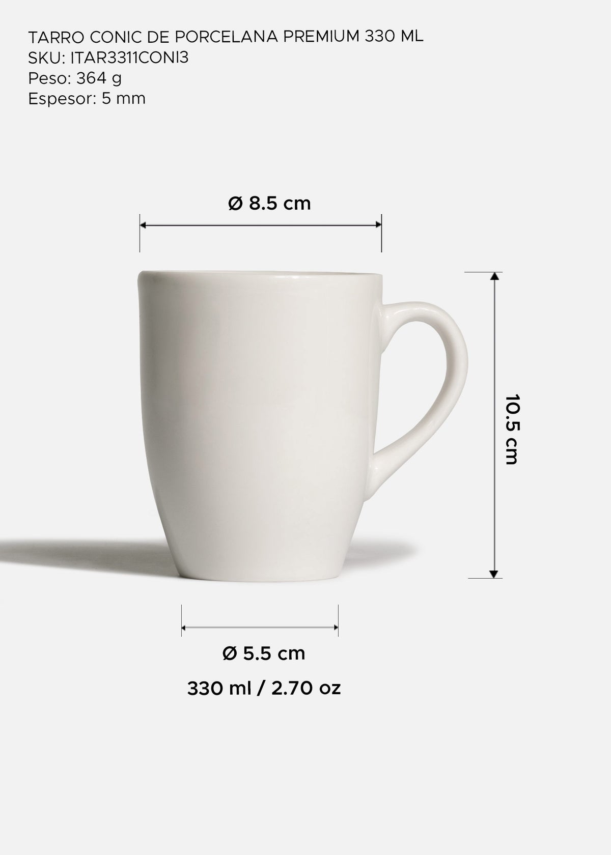 Taza Conic de porcelana premium para café