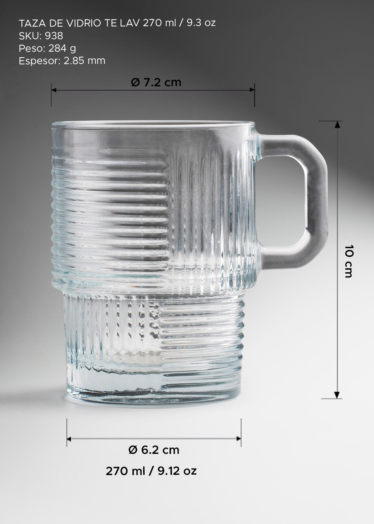 Taza para café con asa de vidrio transparente apta para microondas y lavavajillas Te Lav 270 ml — imagen de producto