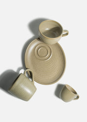Tazas de porcelana verde mate Adelfa Ripple — imagen de producto