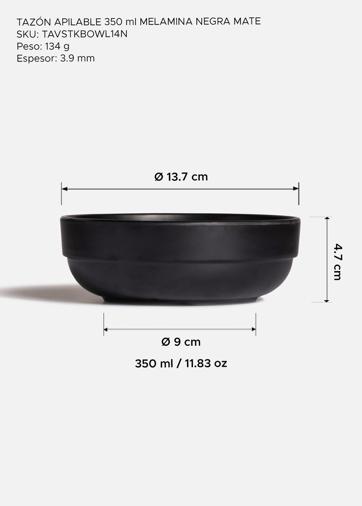 Bowl de melamina negro apilable para restaurante