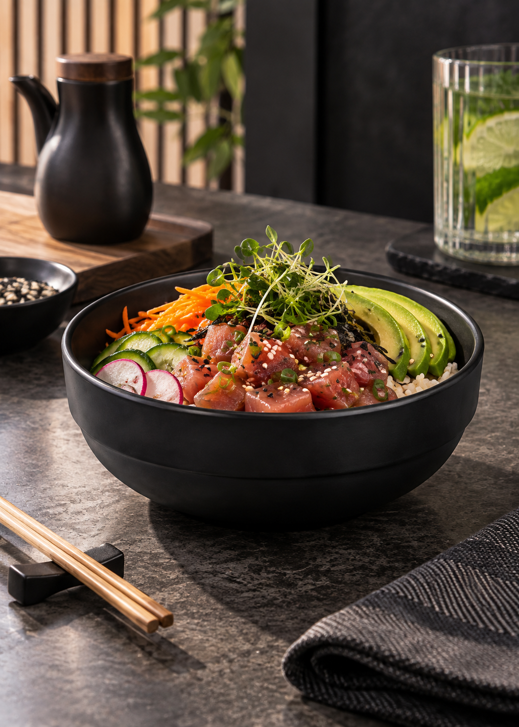 Bowl apilable negro para restaurante y buffet