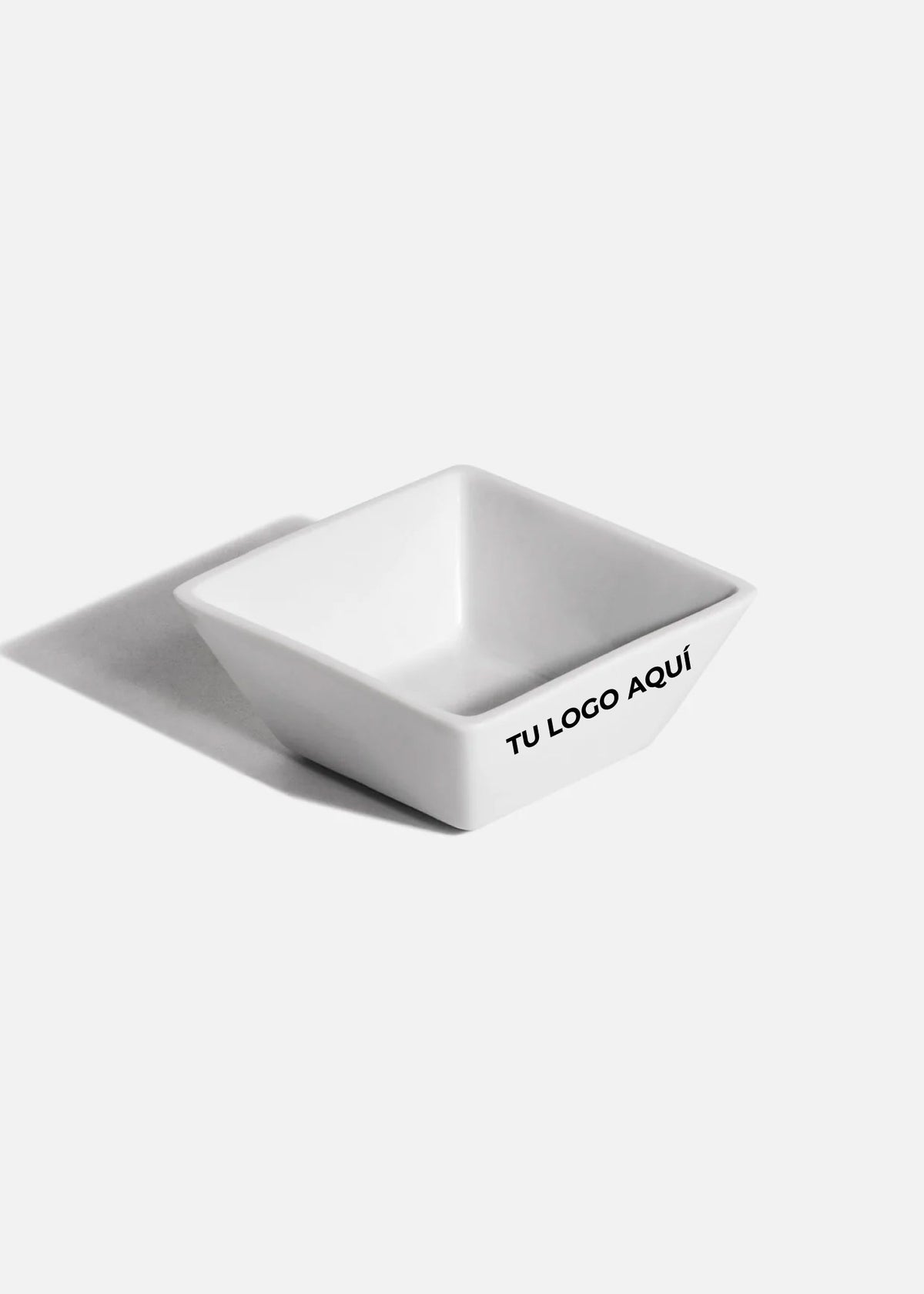 Tazón cuadrado de porcelana blanco personalizado logo simple Messina 100 ml — imagen de producto