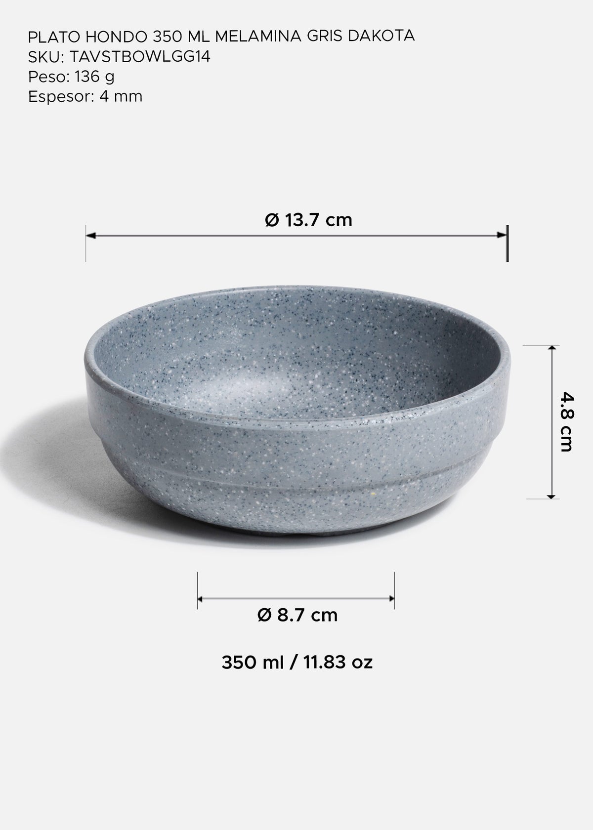Tazones de melamina gris mate Dakota — imagen de producto