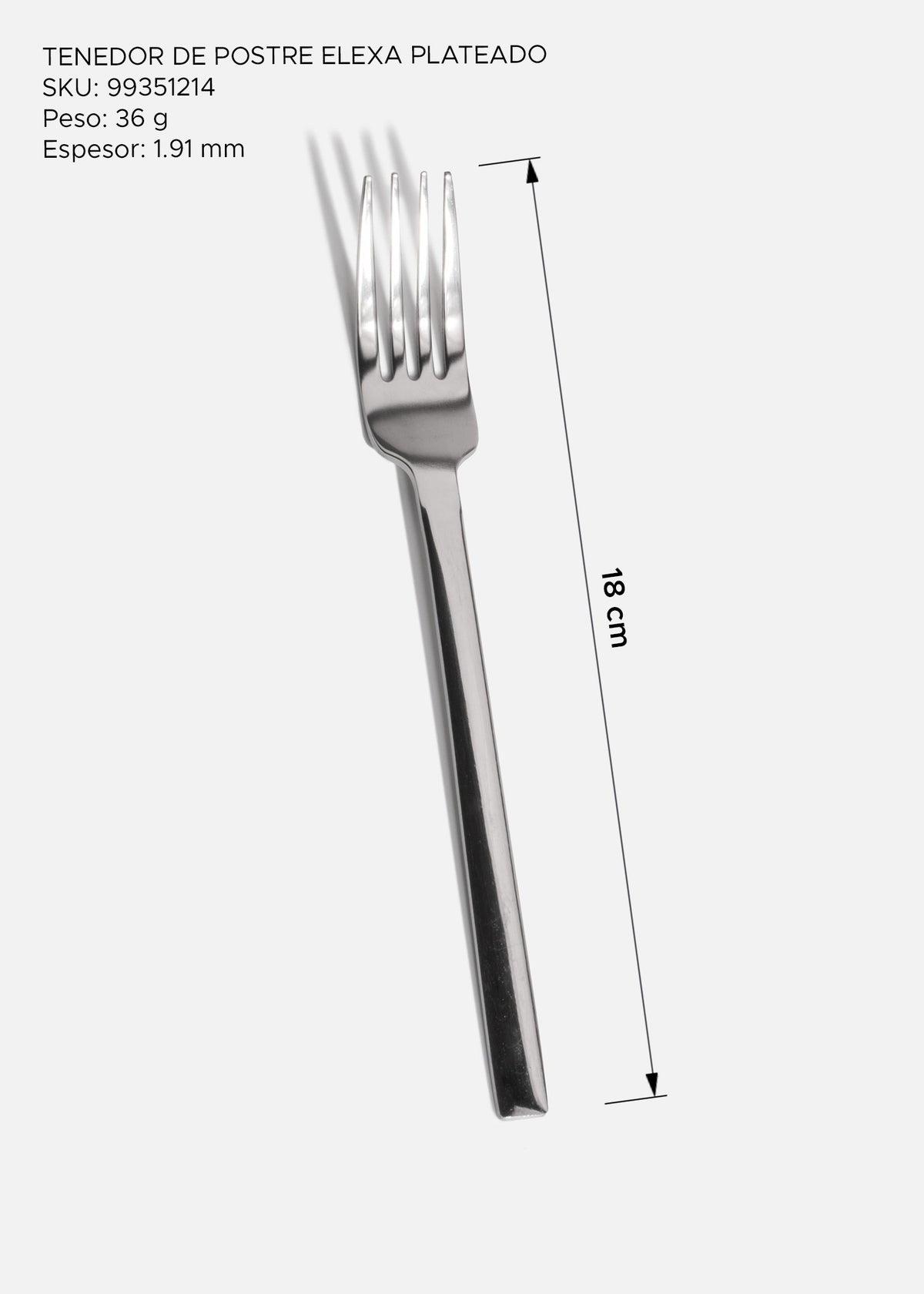 Tenedor para postre de acero inoxidable 18/0 plata para restaurante y eventos Elexa 17 cm (7") — imagen de producto