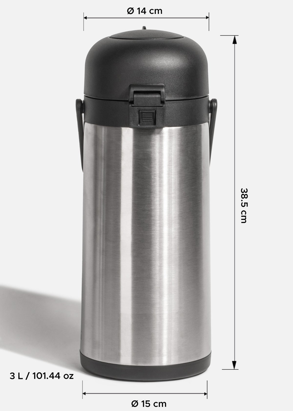 Termo bomba dispensador de acero inoxidable plata ideal para hoteles y restaurantes 3 L — imagen de producto